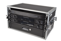 4 Way Wireless Microphone Set with Belt packs and Headsets Racked Ready to Use